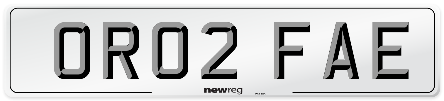 OR02 FAE Number Plate from New Reg